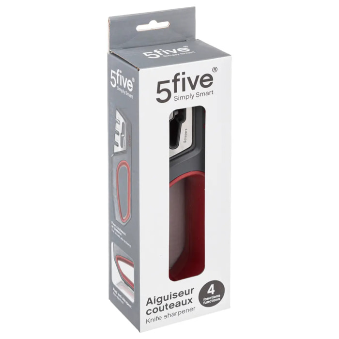 Aiguiseur 4 fonctions gris/rouge