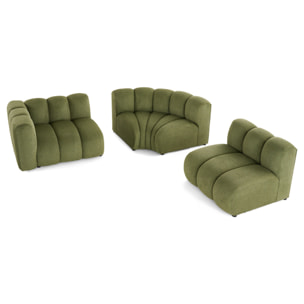Debbie - canapé modulable d'angle droit 4 places avec accoudoir en tissu texturé - Vert