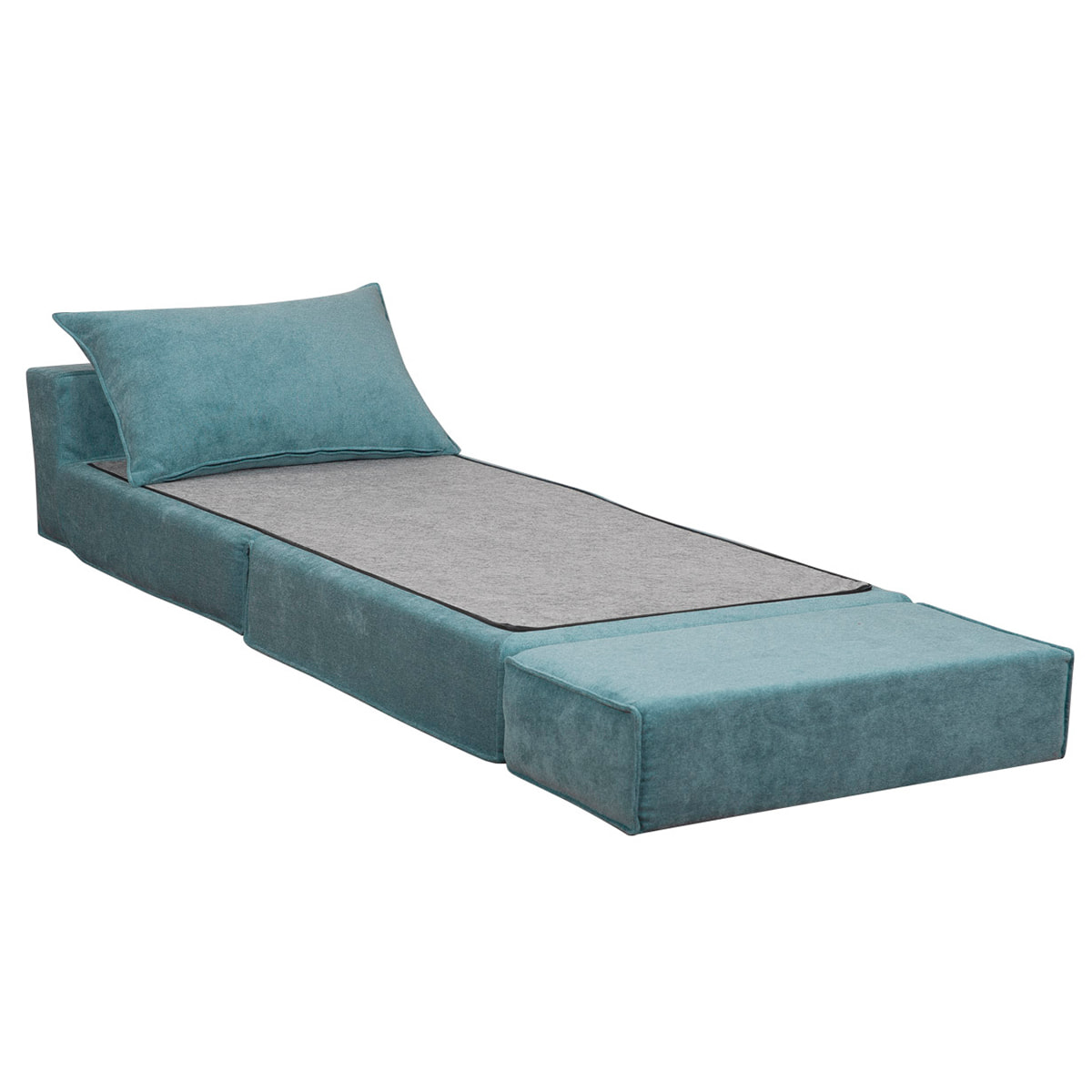 Chauffeuse 1 place convertible en tissu effet velours bleu VICTOR
