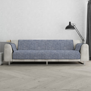 COPRIDIVANO COMFORT, Antiscivolo, Cotone+Microfibra+Fibre Varie, Made in Italy - BLU SCURO