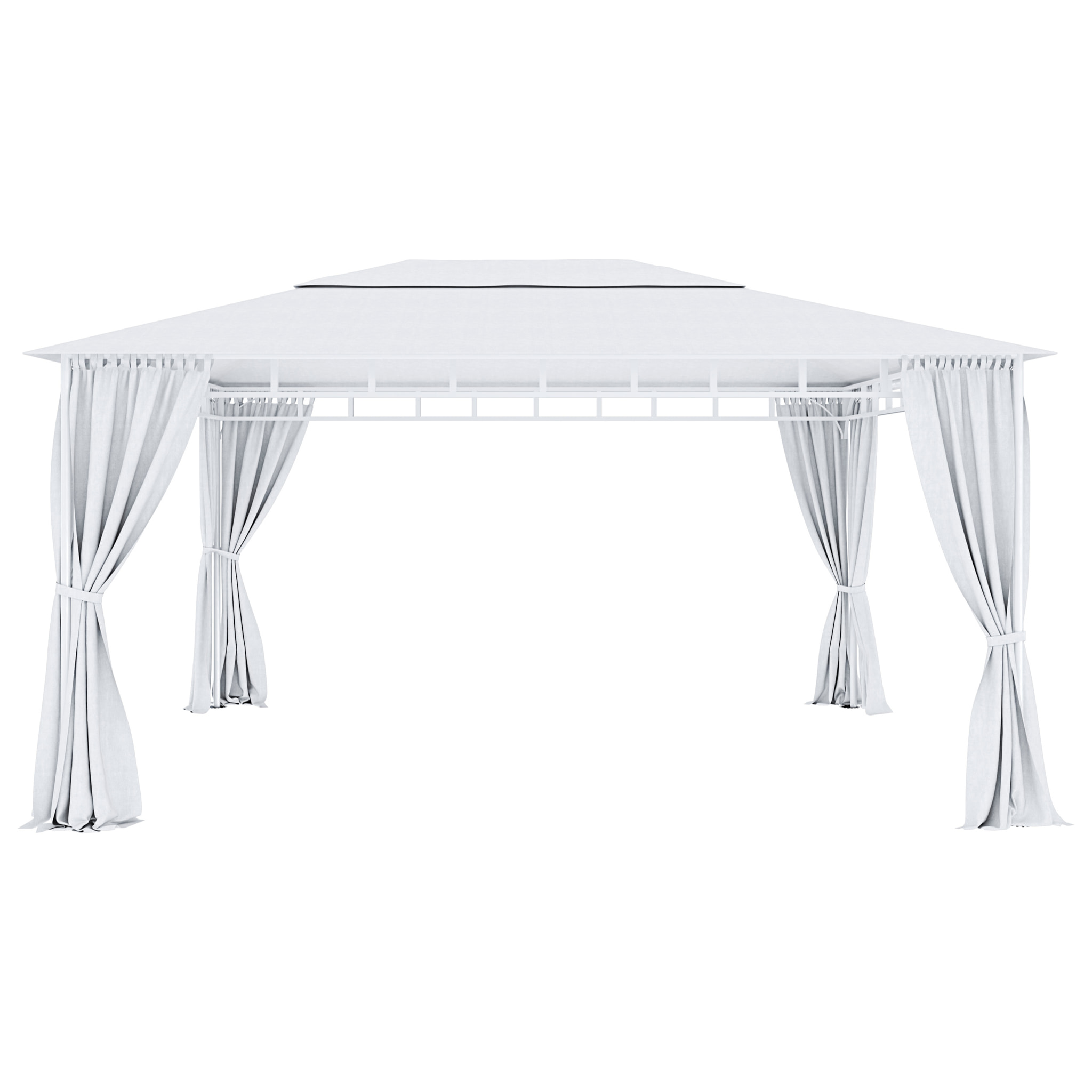 Gazebo Da Giardino 3x4 M Con Tende Laterali Richiudibili Struttura In Acciaio Robusto Copertura Impermeabile 180 g/m² 4 Teli Laterali Esterno Bianco