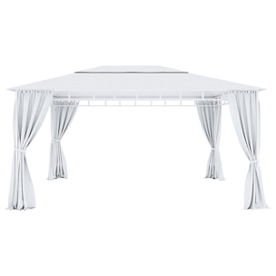 Gazebo Da Giardino 3x4 M Con Tende Laterali Richiudibili Struttura In Acciaio Robusto Copertura Impermeabile 180 g/m² 4 Teli Laterali Esterno Bianco