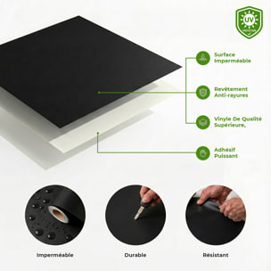Rouleau adhésif décoratif Vinyle au Mètre - Noir - Sticker Lavable Imperméable Mur Cuisine Meubles