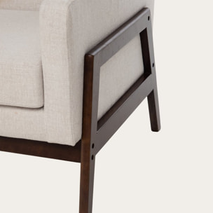 Fauteuil Arlene -bois massif dhévéa et revêtement-couleur noyer 75 x 85 x 75 cm