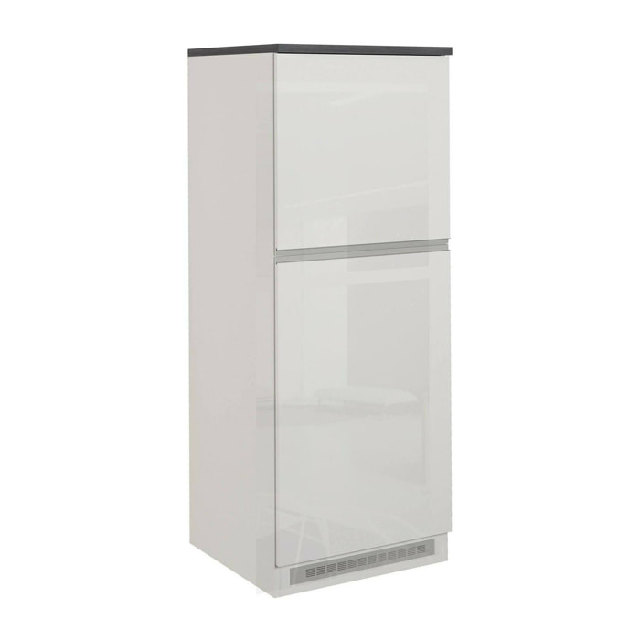 Dispensa da cucina Mesarthim, Armadio multiuso, Mobile per cucinotto, Portafrigo multifunzione, 100% Made in Italy, 60x60h165 cm, Bianco lucido e Ardesia