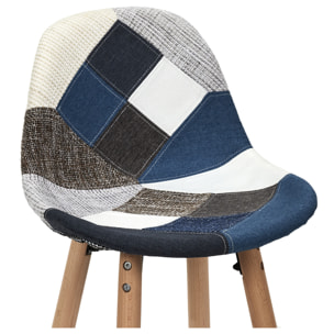 Lot De 2 Tabourets De Bar Patchwork Bleu Gris