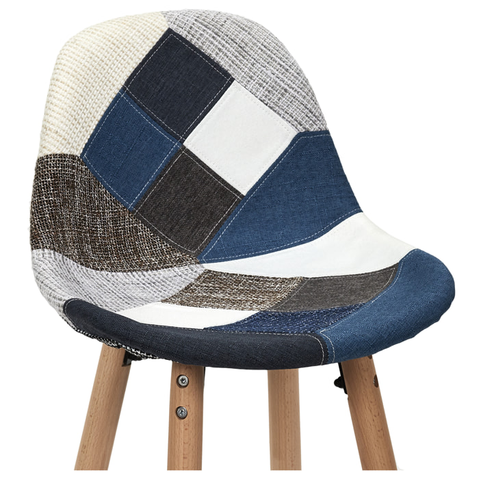 Lot De 2 Tabourets De Bar Patchwork Bleu Gris
