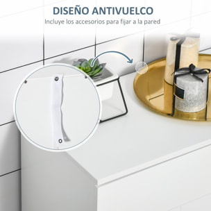 kleankin Armario de Baño con 2 Puertas y 2 Estantes Ajustables de 7 Niveles Mueble Auxiliar de Almacenaje para Salón Cocina Antivuelco 60x30x80 cm Blanco