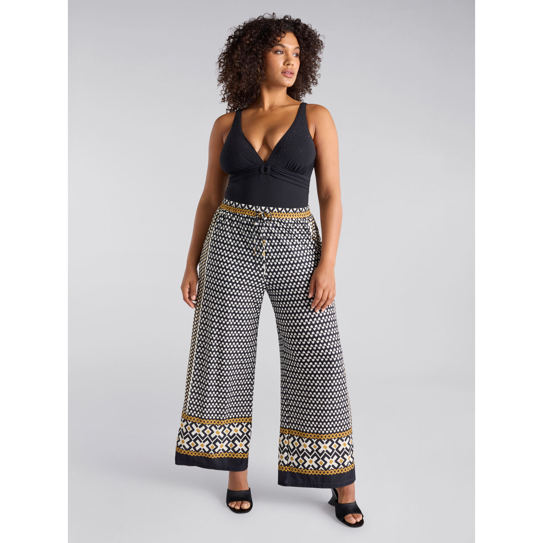Fiorella Rubino - Pantalón estampado tribal - Negro
