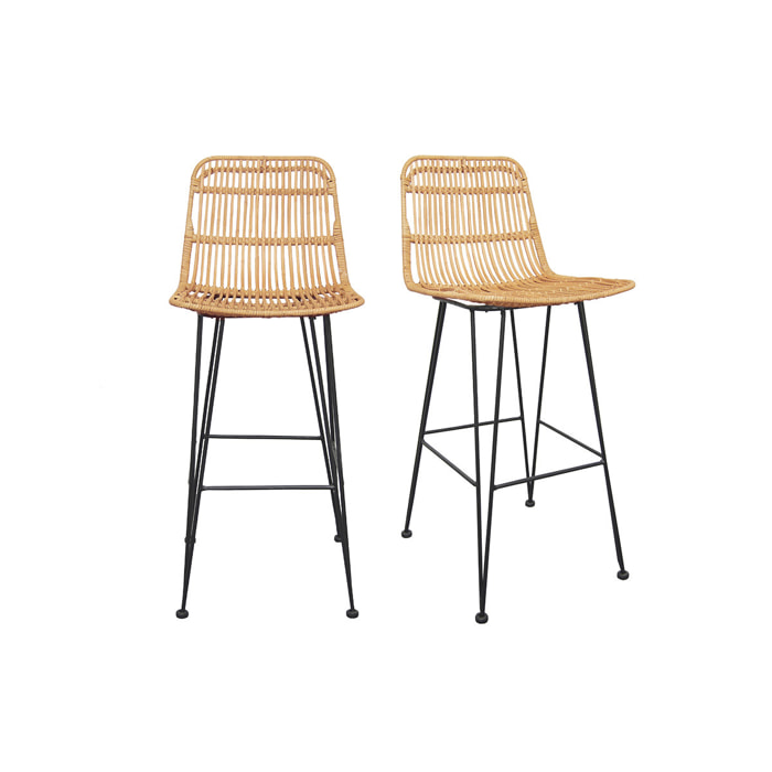 Tabourets de bar en rotin (lot de 2) MALACCA