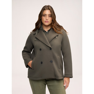 Fiorella Rubino - Chaqueta cruzada con pechera desmontable - Verde militare
