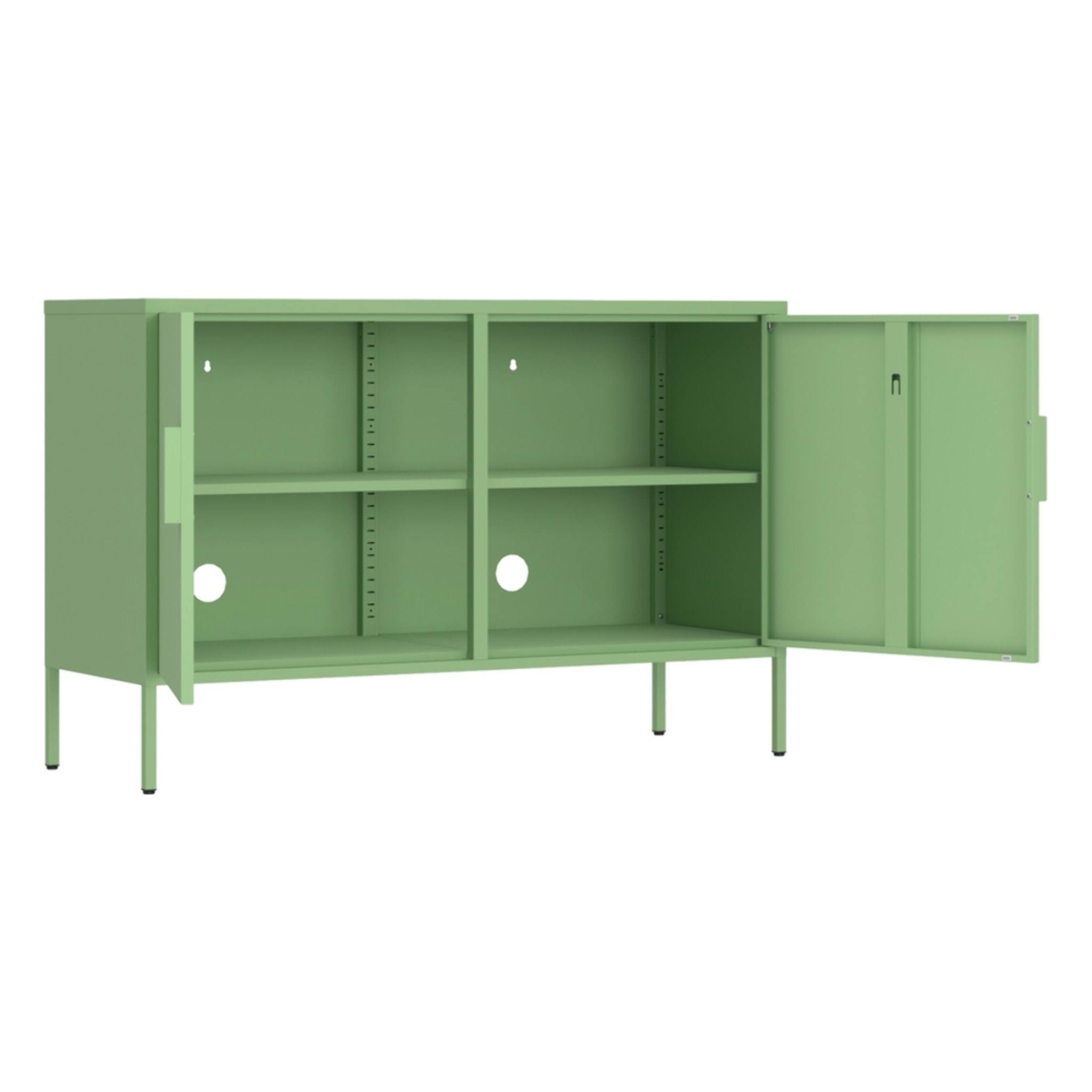 Credenza in metallo 2 ante 100x40x72cm verde salvia - Pop