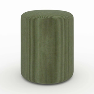Pouf rond en velours côtelé vert - Lily