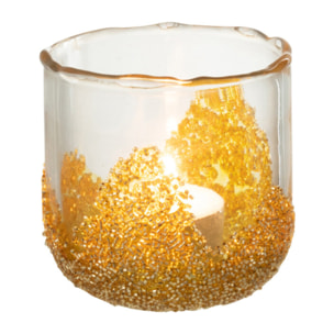 J-Line Bougeoir Strass Verre Transparent/Or Small