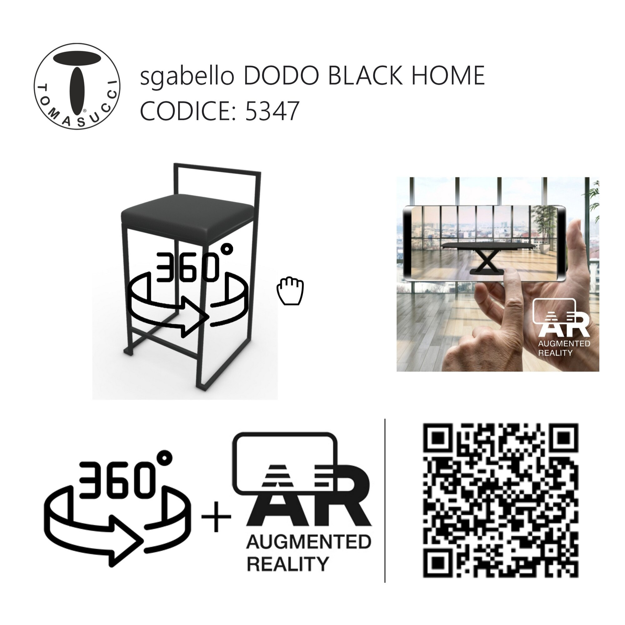 Tomasucci set 2 Sgabelli DODO BLACK HOME