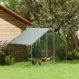Gallinero para Exterior Gallinero de Acero Galvanizado con Cubierta Anti-UV e Impermeable Jaula para 5-8 Gallinas Plata
