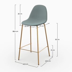 Lot de 2 chaises pour îlot central 65 cm en cuir synthétique vert - Henrik
