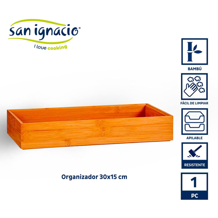 Organizador bambu apilable 30x15cm colección kinvara