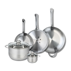 Ensemble de 3 Poêles de cuisson 24, 28 et 32 cm et 2 faitouts Elo Profi Brillant