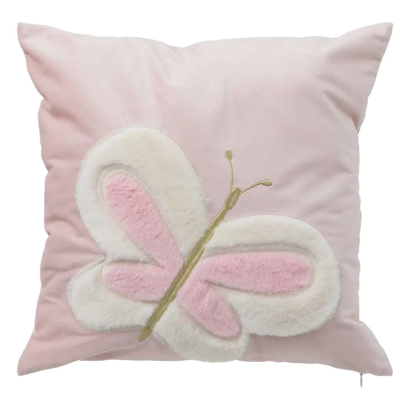 Coussin enfant "Papillon" 39x39cm rose