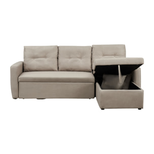 Canapé d'angle 4 places convertible beige OLIVER