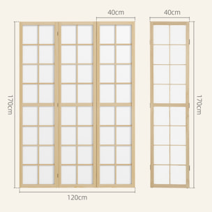 Biombo de 3 Paneles Separador de Ambientes Plegable 120x170 cm Biombo Separador de Ambientes para Salón Dormitorio Oficina Madera y Blanco