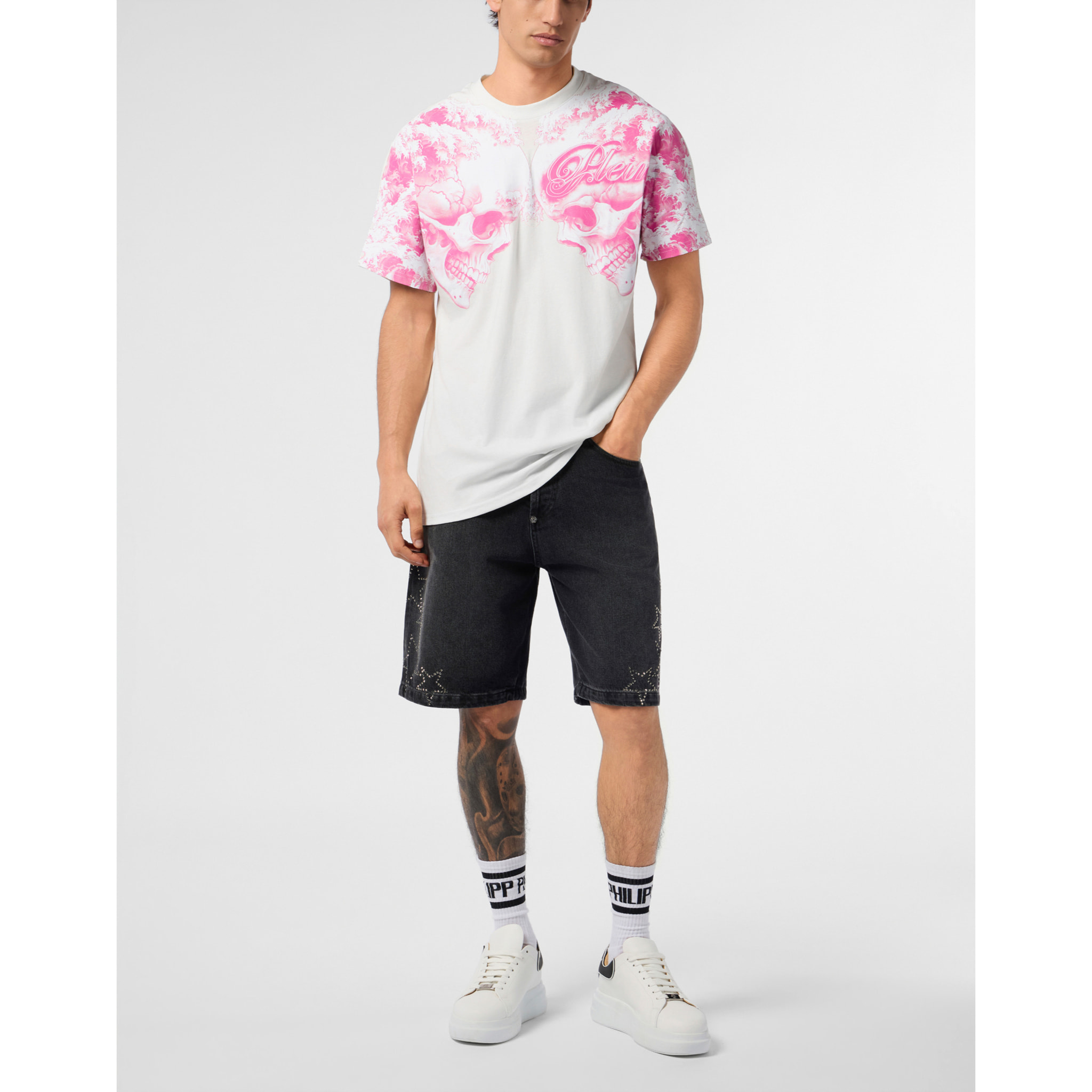 PHILIPP PLEIN Camiseta de cuello redondo y manga corta SKULL