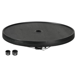 Table basse table de parasol Ø 60 cm compatible parasol mât 3,8 cm HDPE aspect bois noir