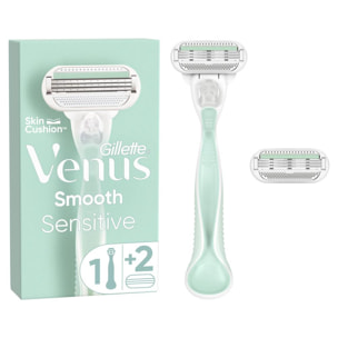 Rasoir Venus Smooth Sensitive 3 Lames - 2 Recharges De Lames Incluses
