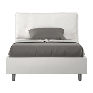 Letto una piazza e mezza con rete imbottito 120x210 similpelle bianco Antea Large