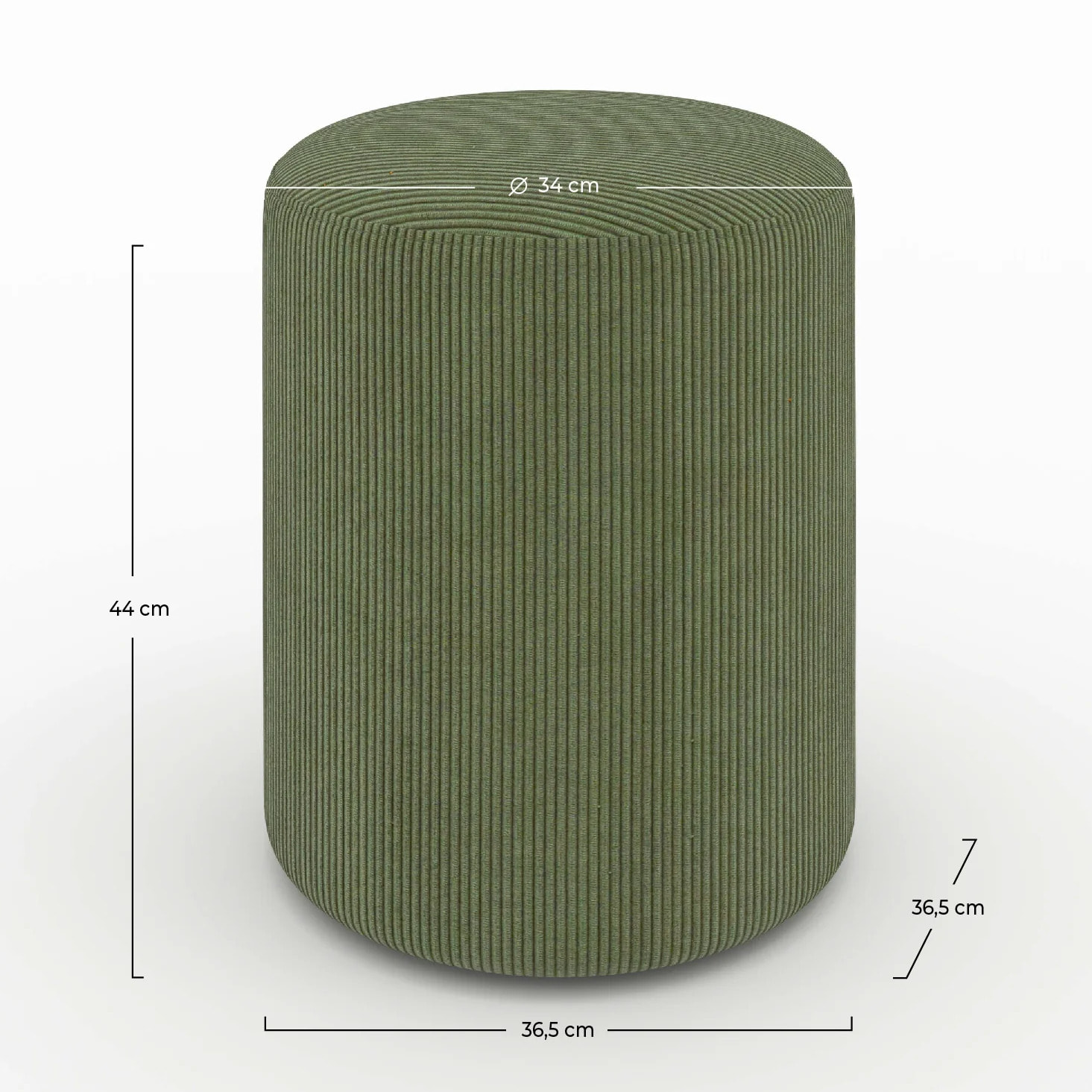 Pouf rond en velours côtelé vert - Lily