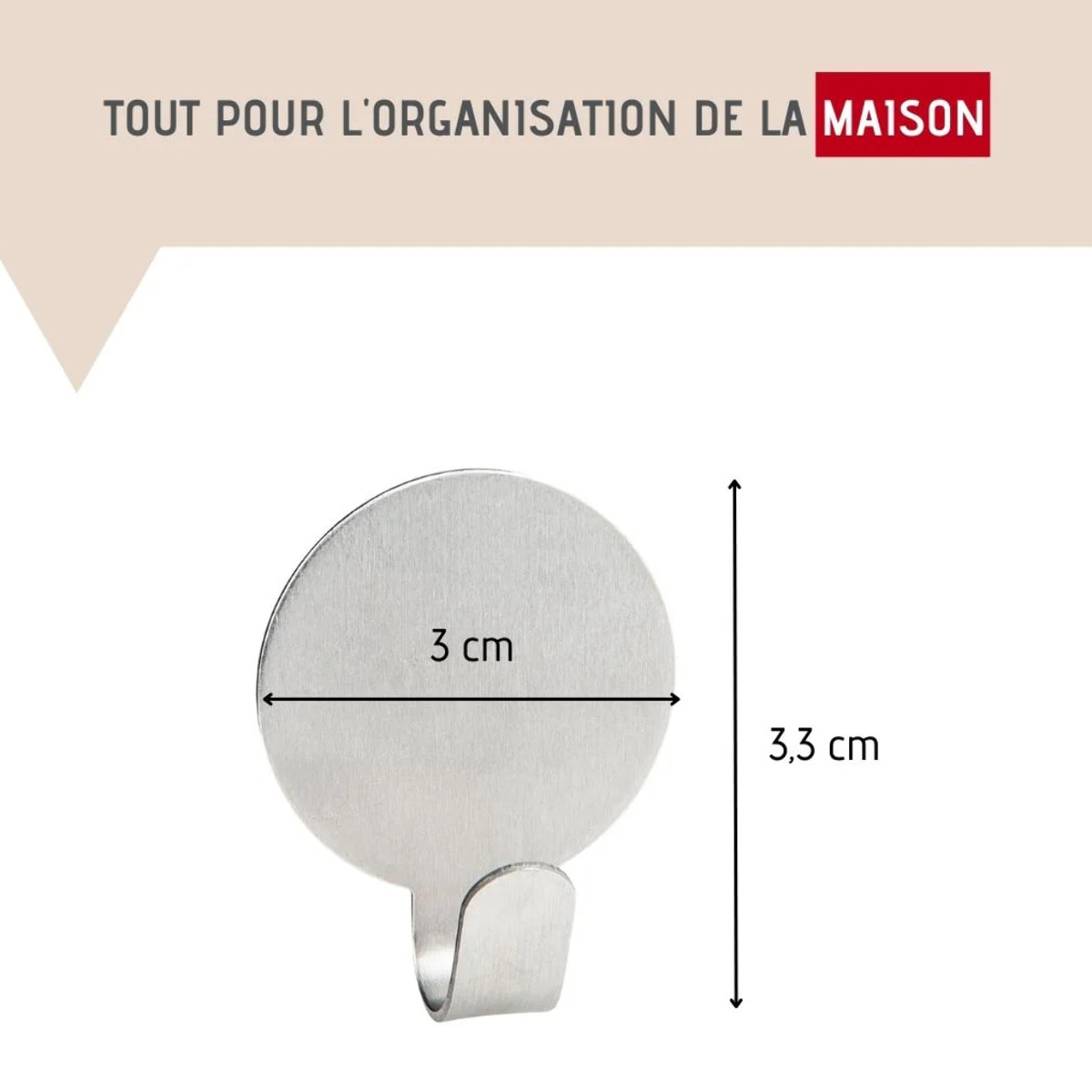 Lot de 3 crochet adhésifs ronds Fackelmann Tecno