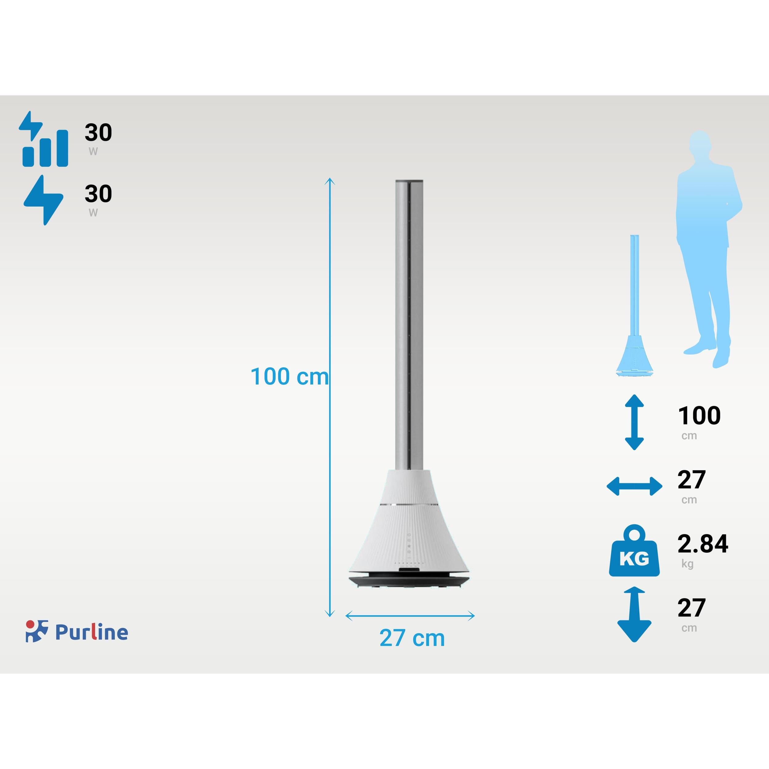 Ventilateur tour 100 ultra-silencieux avec 8 vitesses