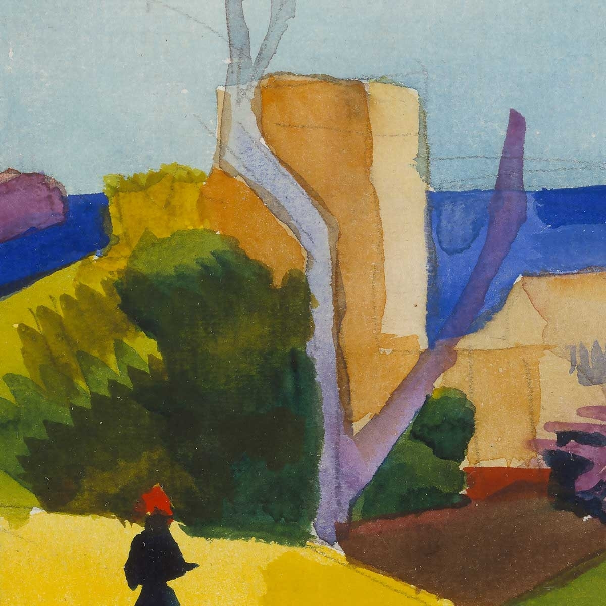 Poster Paysage au bord de mer - August Macke Affiche sous cadre bois