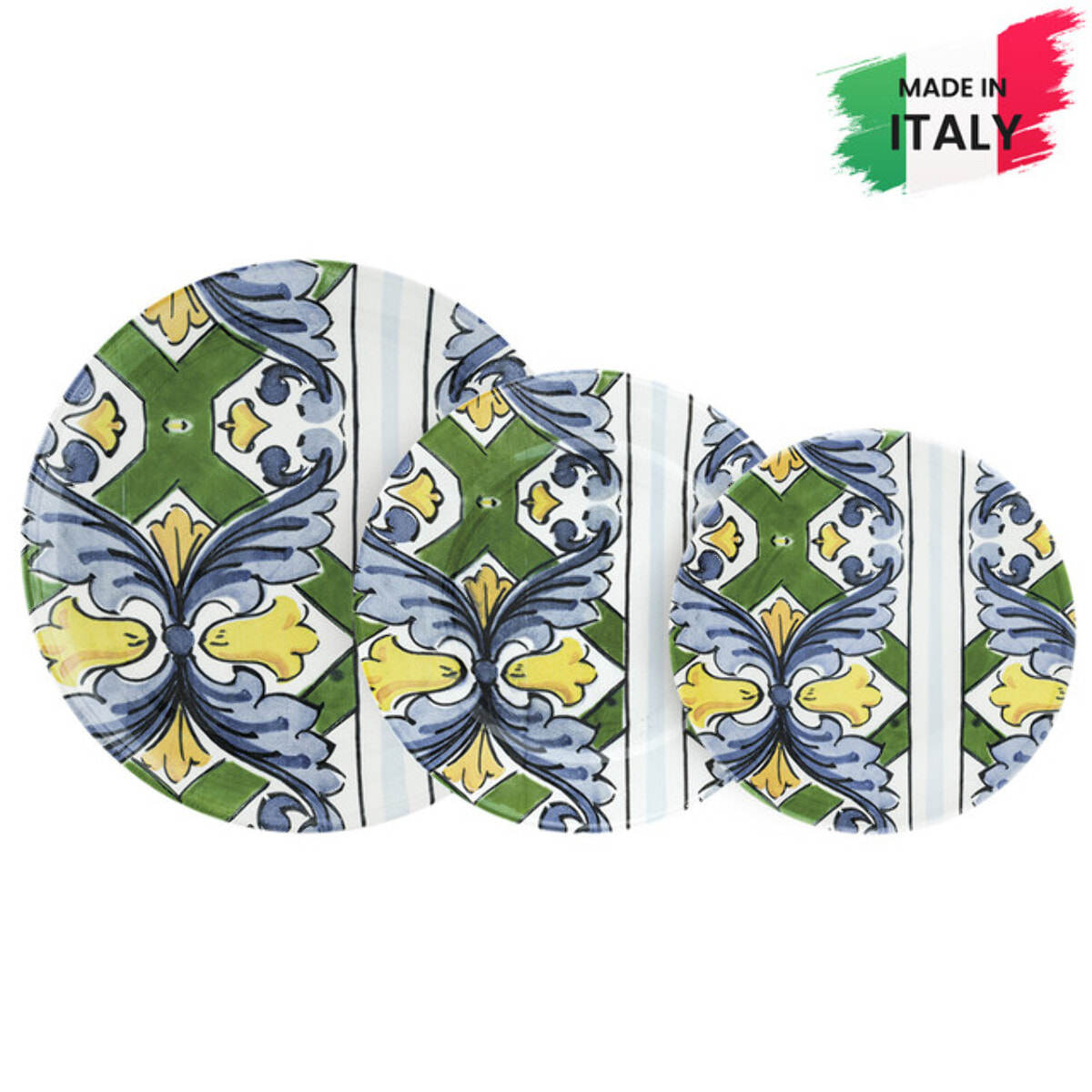 Servizio piatti Taormina da 18 pezzi in ceramica sottosmalto