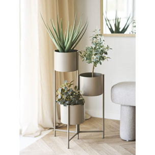 Supporto portavasi a 3 livelli in acciaio marrone 22,5x23x75,5 cm