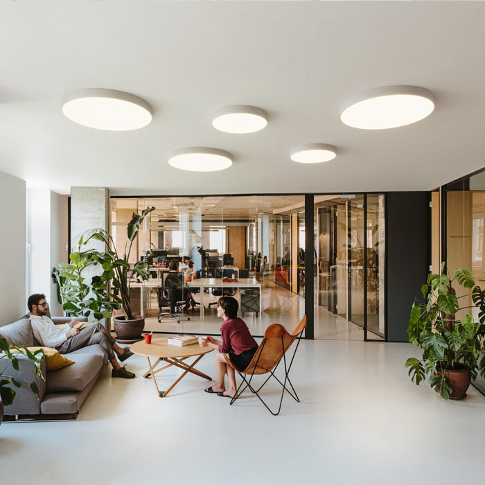 LEDS C4 Luno Plafón Techo para Interior con Luz LED Blanco Cálido 3000K Diámetro de 60cm. Aluminio Color Blanco Mate