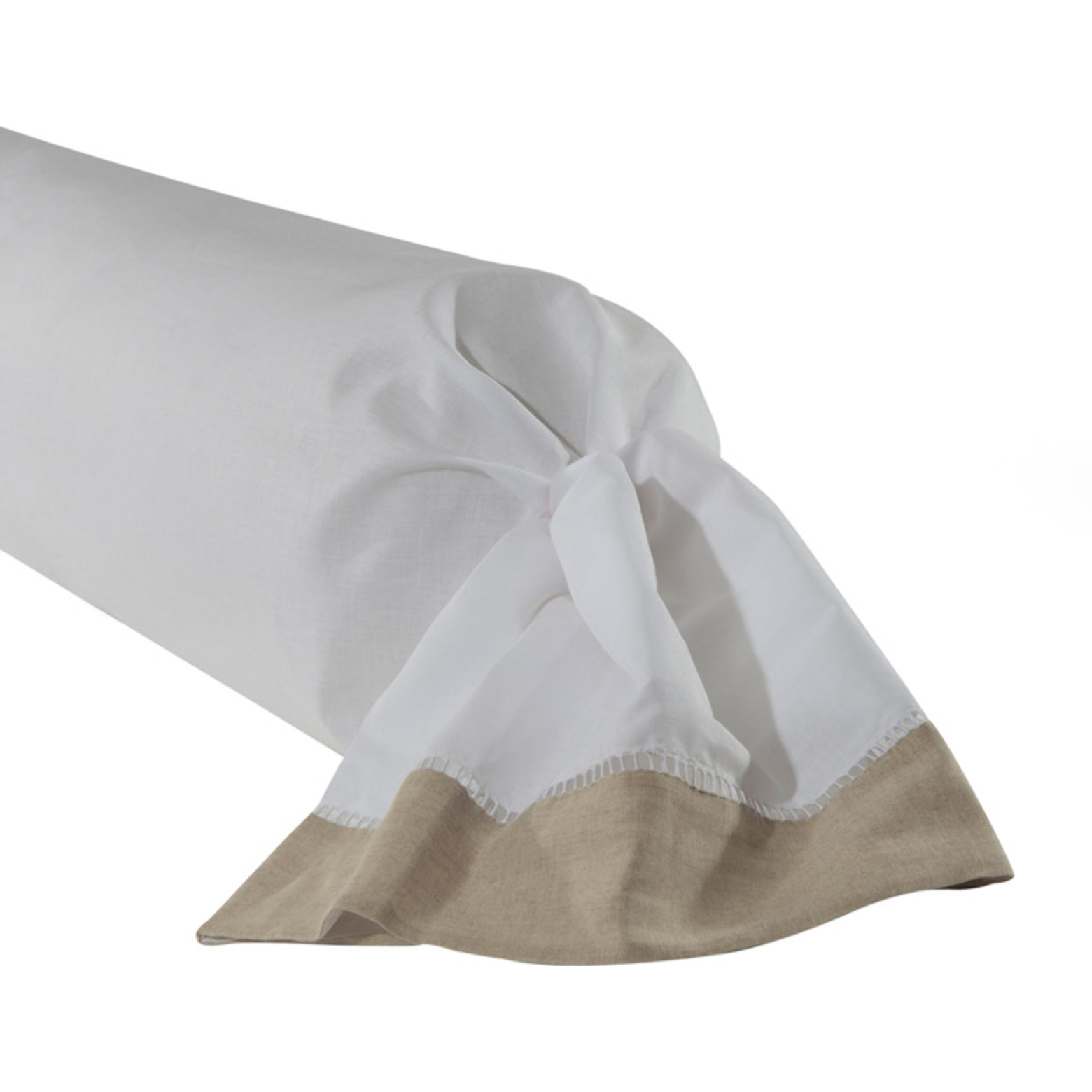Taie de traversin bicolore en lin métis, Made in France, PARIS , Naturel