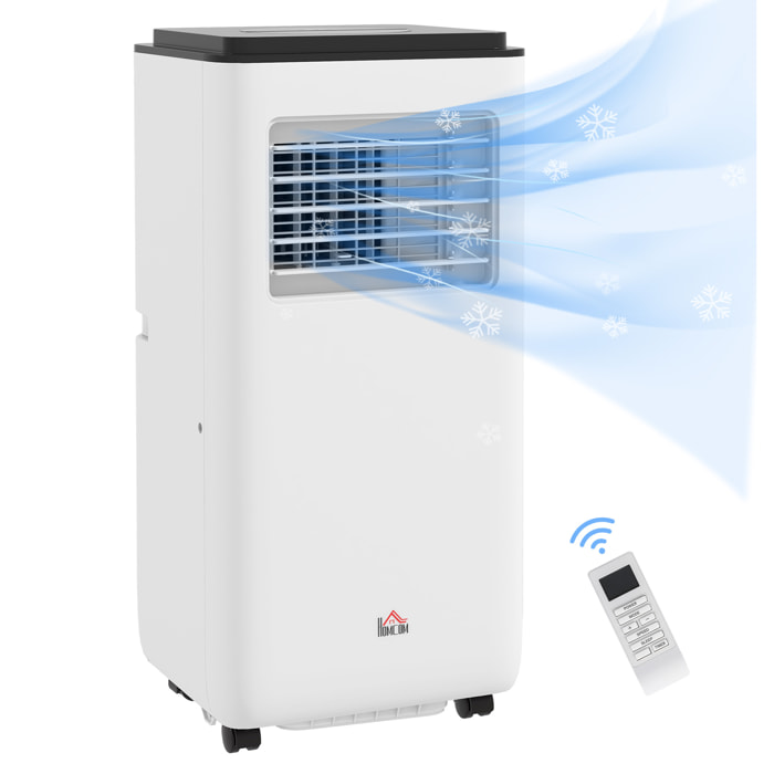 Aire Acondicionado Portátil 5 en 1 10000 BTU 2900W Enfriador Ventilador Deshumidificador 26 L/Día con Control Remoto Pantalla LED Temporizador 24h para Habitación 22m² 33x28x70,4 cm Blanco