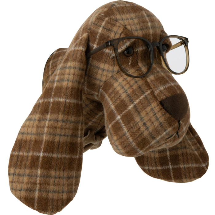 J-Line têtes de chien avec lunettes carreaux - polyester - multicolore - assortiment de 5