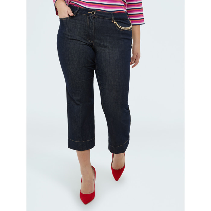 Fiorella Rubino - Jeans Kick Flare con catenella decorativa - Blu