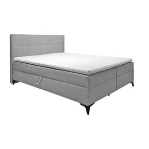 Lit boxspring avec coffre 180x200 gris, bleu ou marron - TRESSERVE