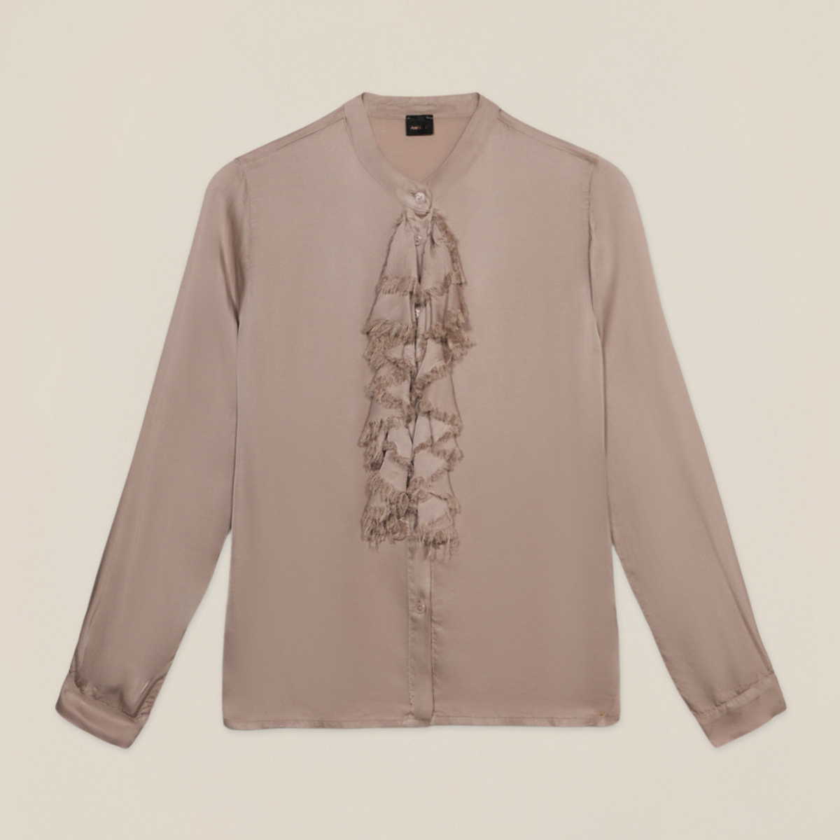 Oltre - Camisa de raso con volantes - Rosa