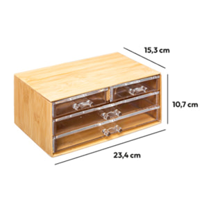 Boîte à bijoux 4 tiroirs Selena bambou