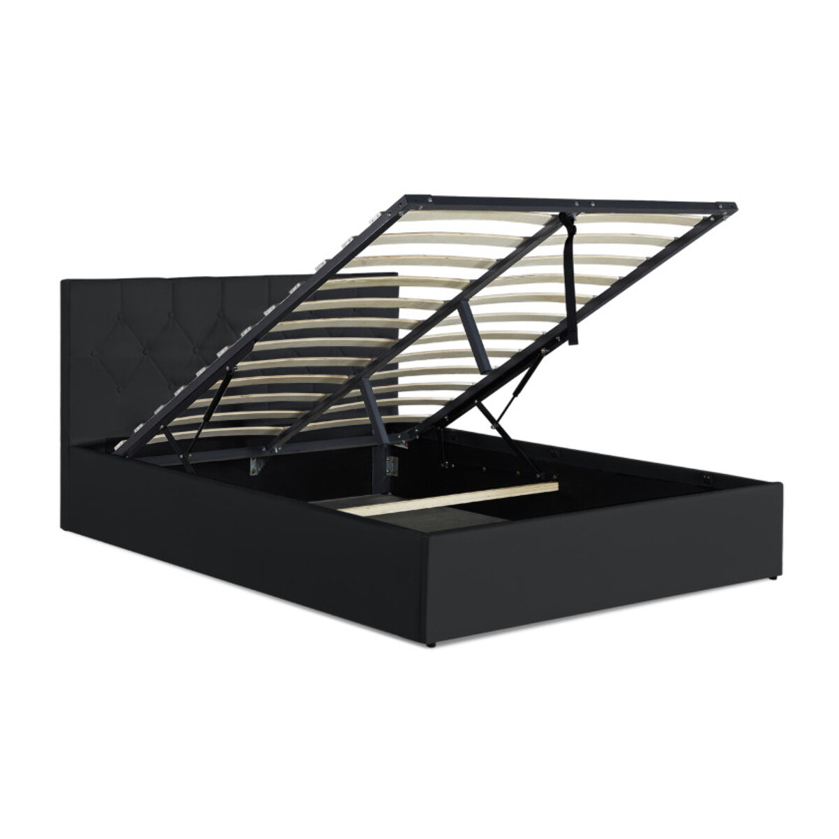 Lit coffre Hanna 140x190cm simili cuir noir