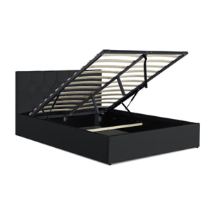Lit coffre Hanna 140x190cm simili cuir noir