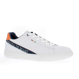 Armata di Mare Scarpe Uomo Court Sneakers Casual con Soletta Rimovibile in Memory Foam AMU S24M531 Off White Orange