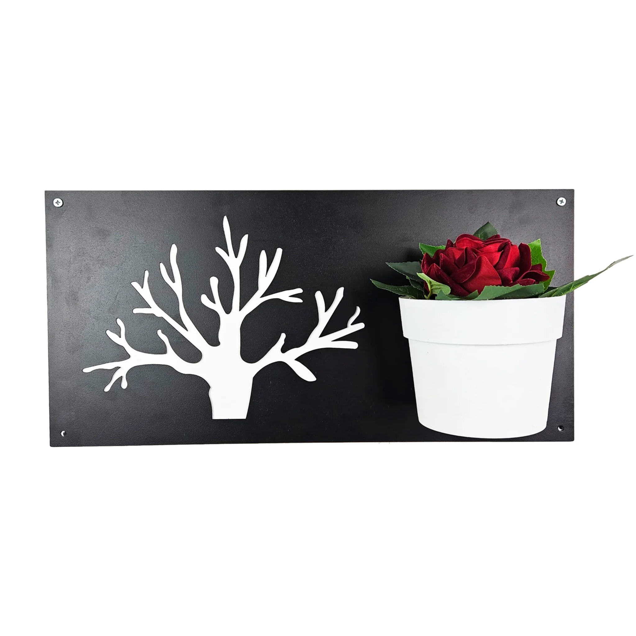 BAUM NERO ALBERO + VASETTI MAGNETIC CON ROSA