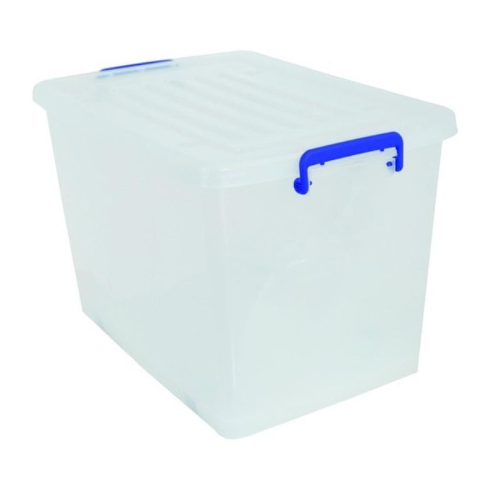 Boite de rangement avec roulettes PP 69x46x45cm Blanc Transparent 100L MSV