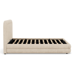 Babel - lit coffre - 160x200 cm - en velours texturé - sommier inclus - Beige